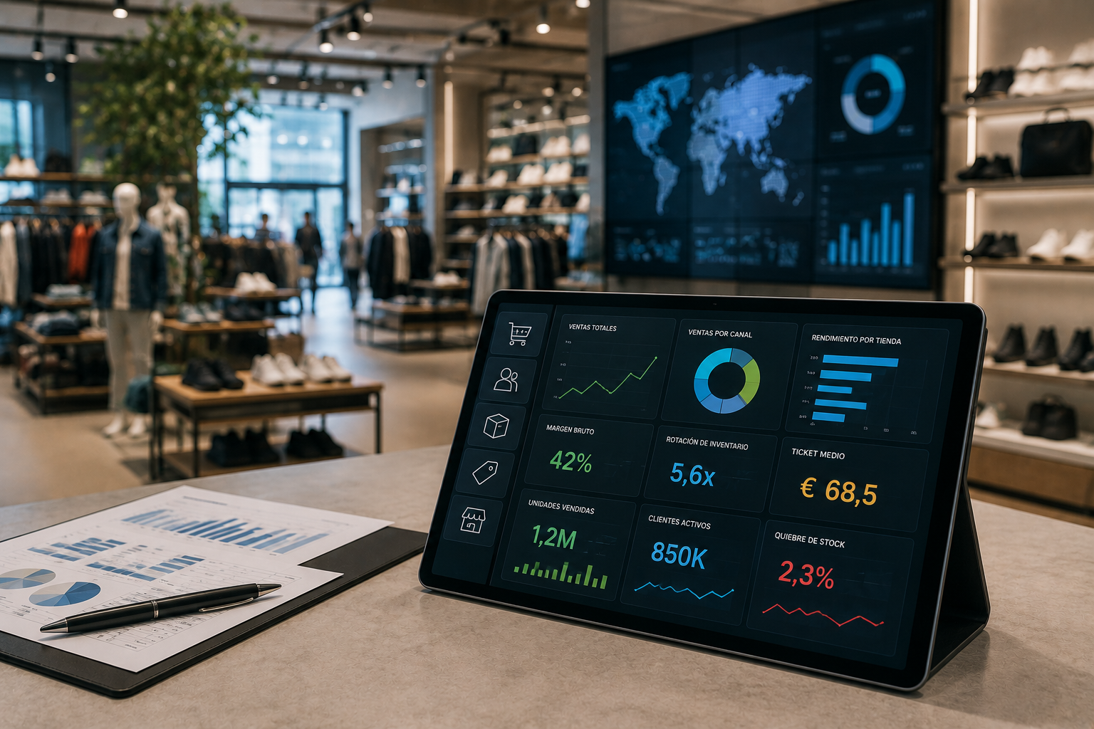 Análisis de KPIs y dashboards comerciales en entorno retail multinacional para optimizar ventas, inventario y rendimiento de tiendas